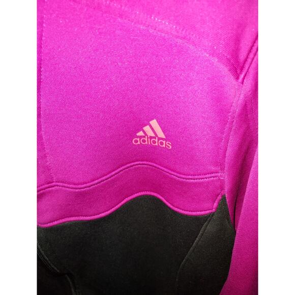 Adidas Women's Jacket XL Full Zip Long Sleeve Climalite Running Magenta Black - Picture 10 of 10